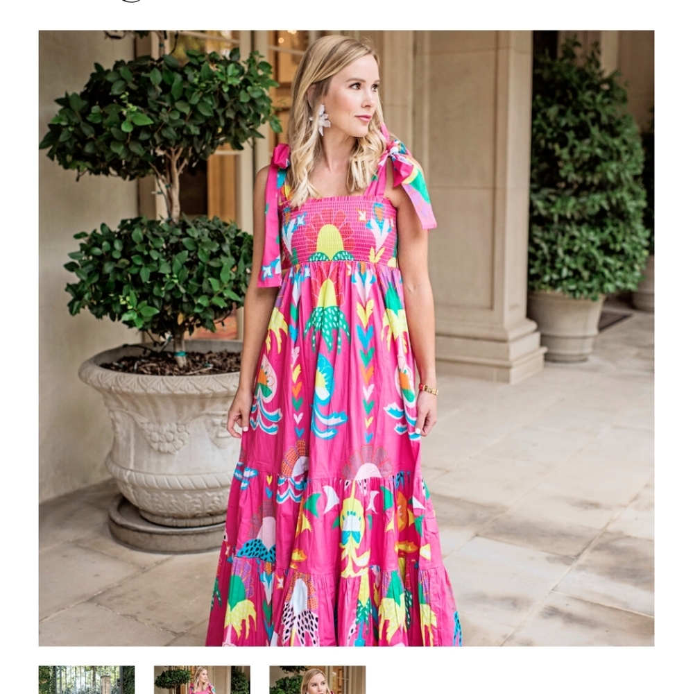 Sheridan French kelly dress in bubblegum thistle